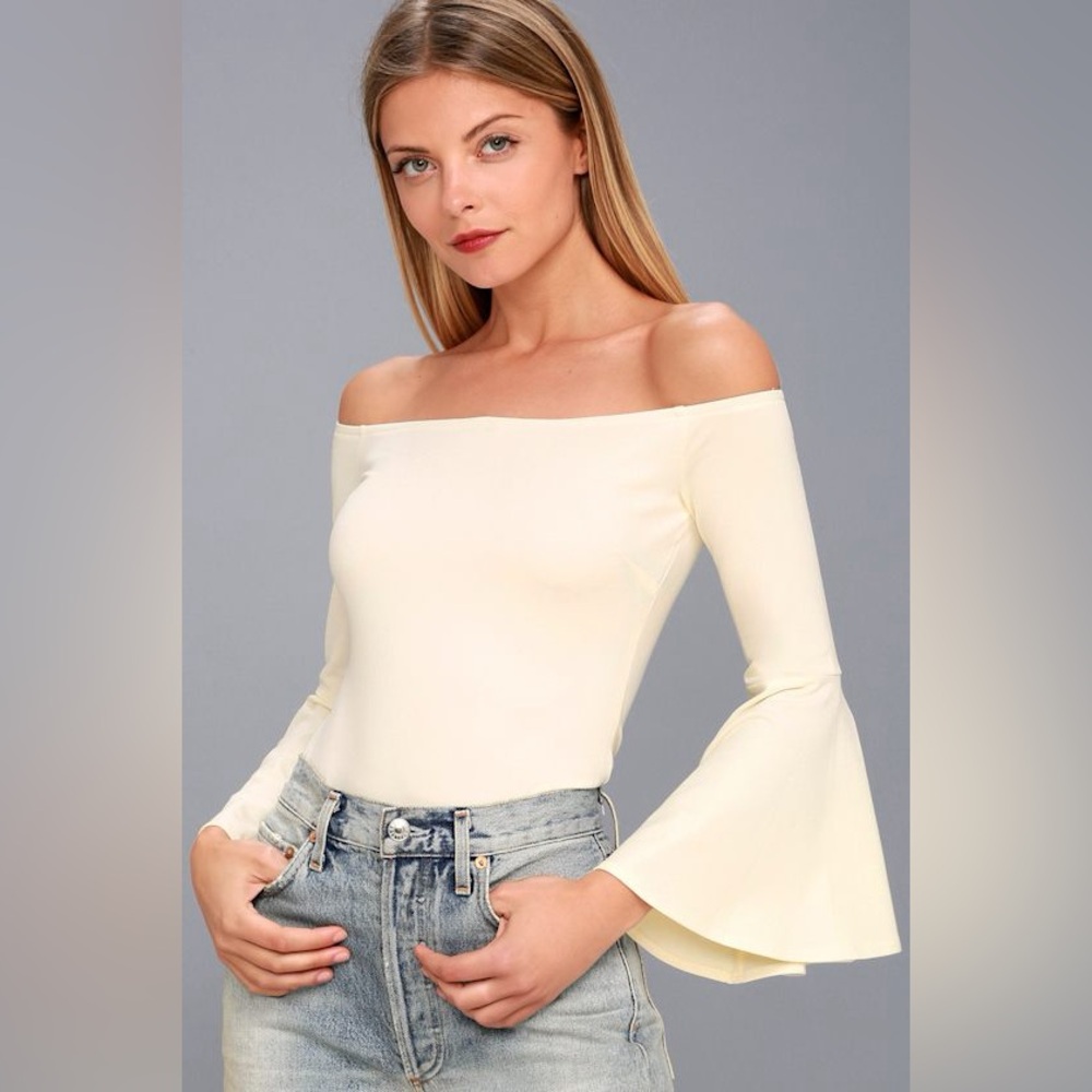 Lulus Good One White Off-the-Shoulder Bodysuit Size M